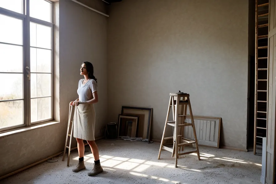 Chambre de colocation meublée terminée à Saint-Étienne, murs blancs et parquet ancien