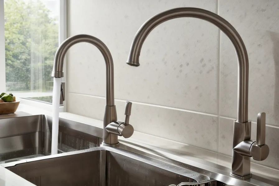 Flexion visible de la tôle d'un évier en inox fin sous le poids du robinet de cuisine nouvellement installé