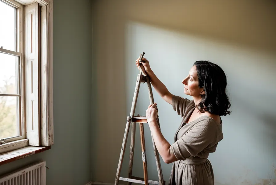 application d'une sous-couche d'accroche sur les courbes d'un radiateur en fonte ancien avant la peinture