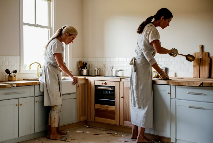Découpe à la scie sauteuse d'un plan de travail de cuisine lors d'une rénovation à Saint-Étienne