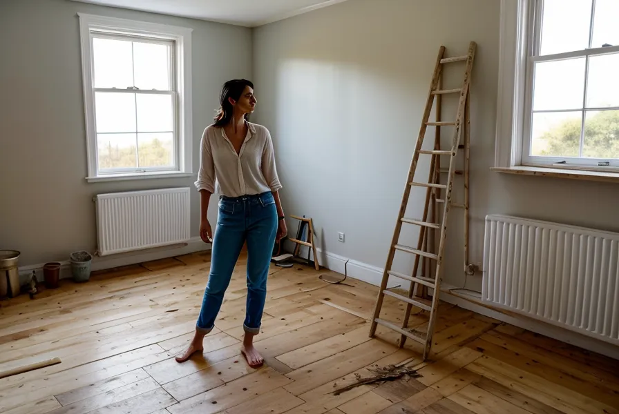 Tuyauterie sous l'évier pendant un chantier de rénovation, poste sensible quand l'apport est faible