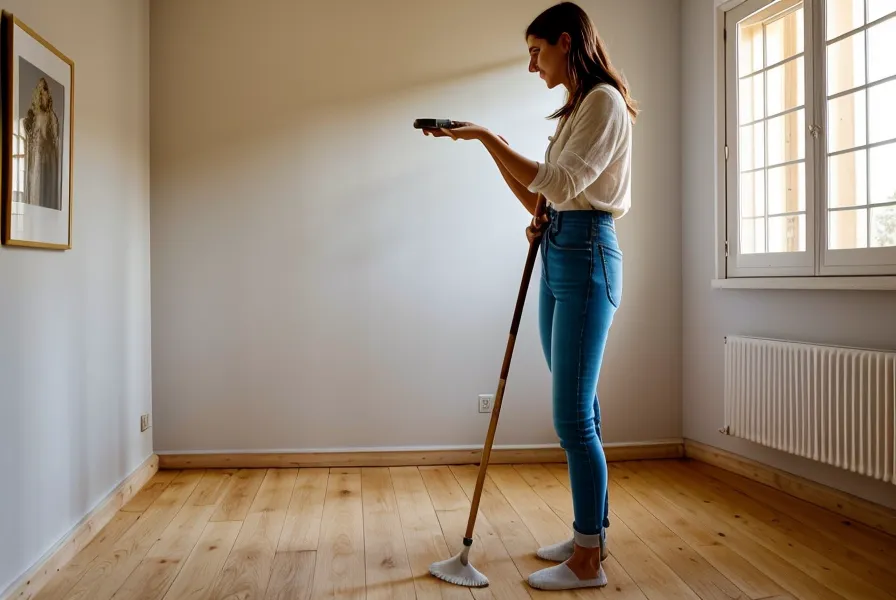 Parquet en chêne massif poncé et vitrifié, résultat final de la rénovation à Saint-Étienne