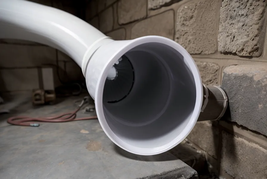 Pose d'un conduit de ventilation PVC de 100mm pour assainir une cave humide dans un immeuble ancien